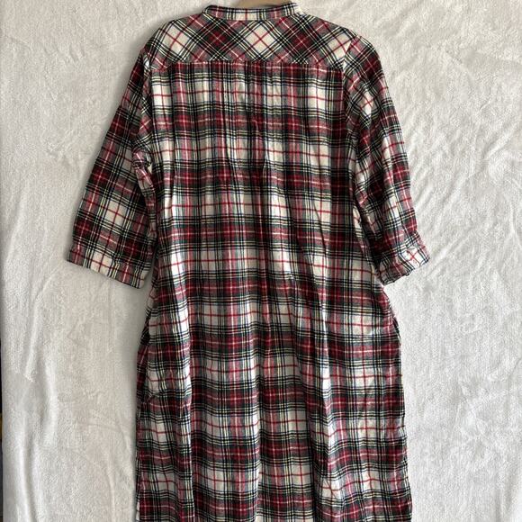 Vtg L.L. Bean Nightgown Medium Petite Plaid Pintuck Flannel Long Sleeve - Picture 7 of 9